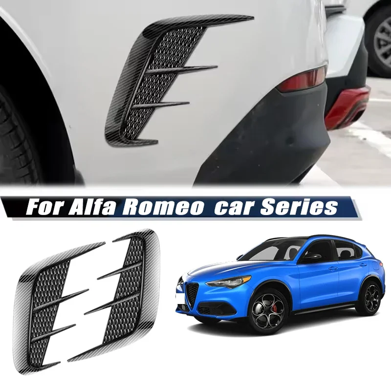 Carbon Fiber Car Fender Trim Car Sticker Shark Gills Simulation Side Intake Body Sticker Accessories For Alfa Romeo Car Series
