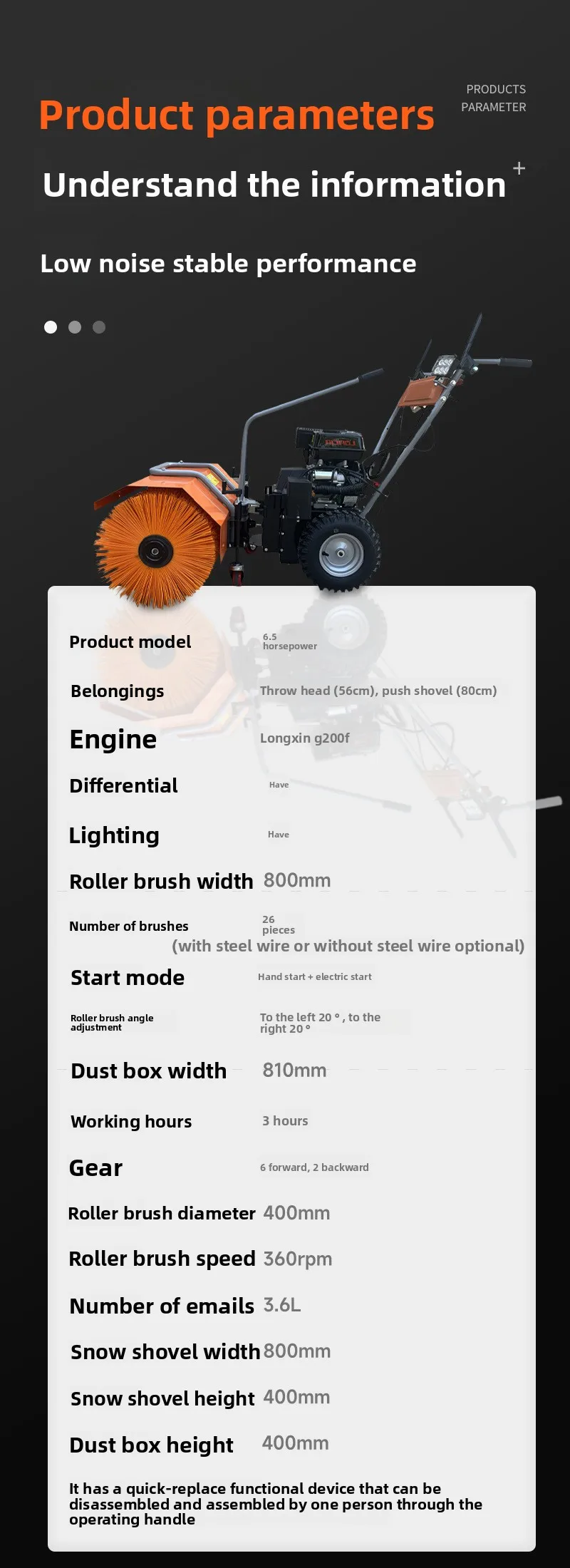 6.5馬力除雪機 小型手押し除雪機 多機能除雪機 市街道路用