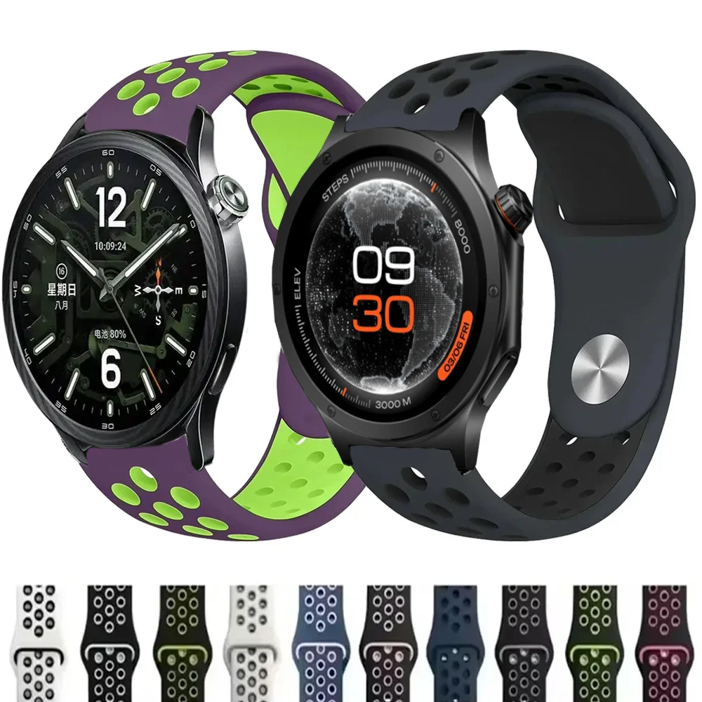 18/20/22mm Sports Soft Silicone Strap for Xiaomi Watch 5 S4 41mm S5 S4-3-2 Bracelet OPPO Watch S X3 X2 Oneplus Watch 4 3 2 Lite