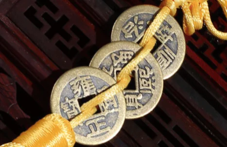 Hot Bronze Coins Craft Delicate Handmade Weave Feng Shui 3 Coins Bronze Craft Hanger for Prosperity and Good Fortune New ma