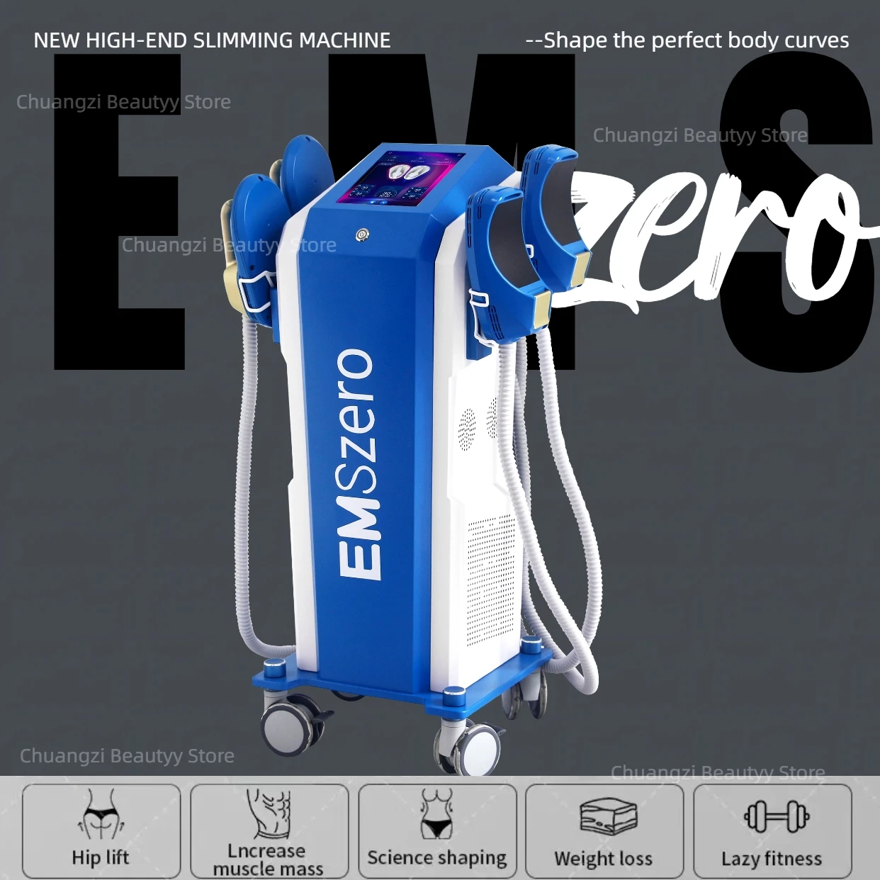 

EMSzero 6500W Hi-emt+RF EMS Muscle body sculpting Machine with 4Handles RF Pelvic Stimulation Pads Optional salon