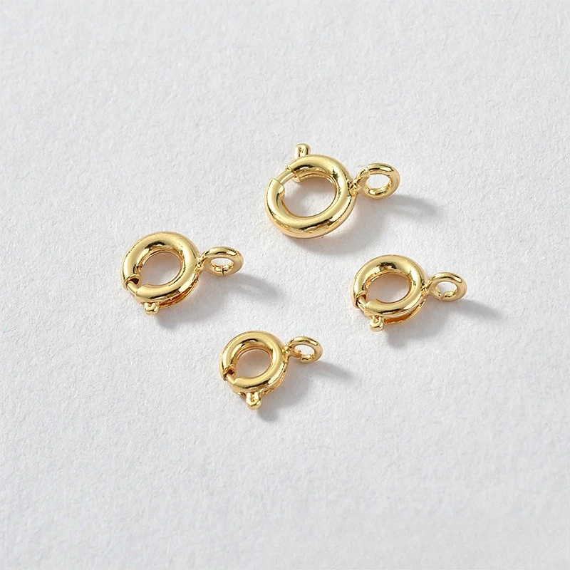 14K Gold Spring Button, Color-retaining Gold-plated Lobster Buckle, Necklace, Bracelet Buckle, End Buckle DIY Handmade Material