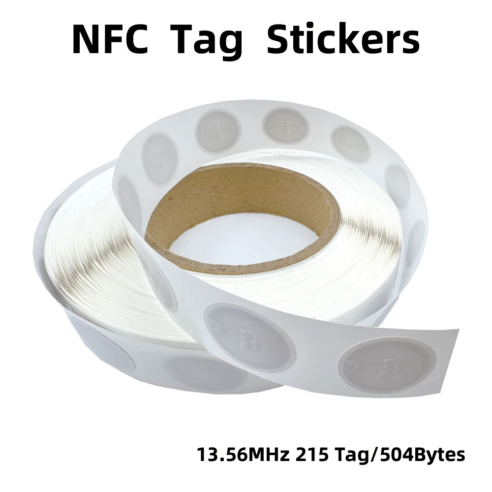 

100pcs/Lot NFC Lable Tag Sticker 13.56MHz ISO14443A Ntag 215 Stickers Universal Lable Ntag213 RFID for all NFC enabled phones