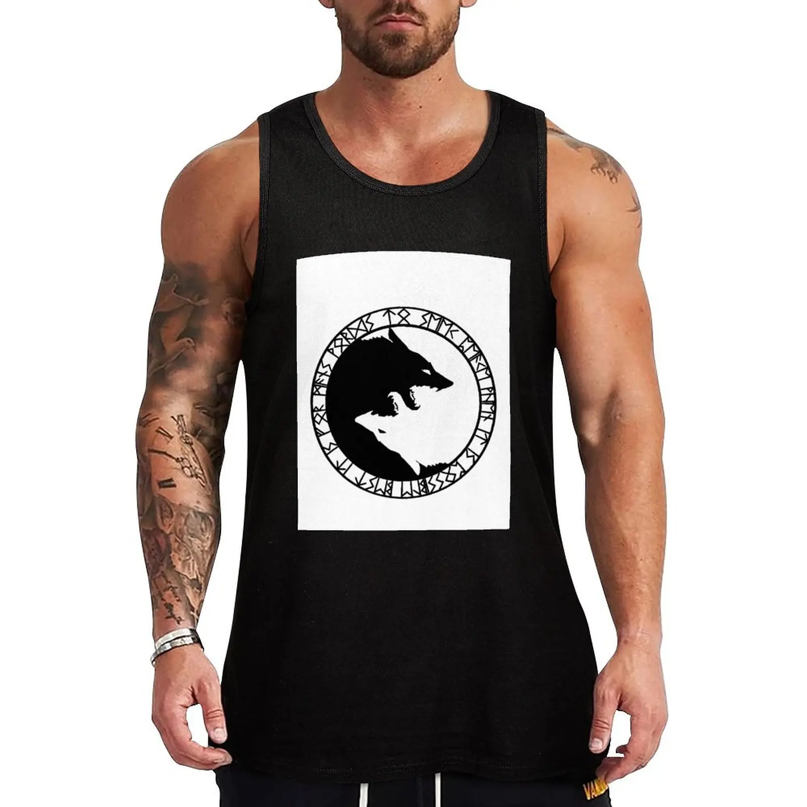 Viking wolf Tank Top Funny Graphic Tank Top Humor Print Sleeveless
