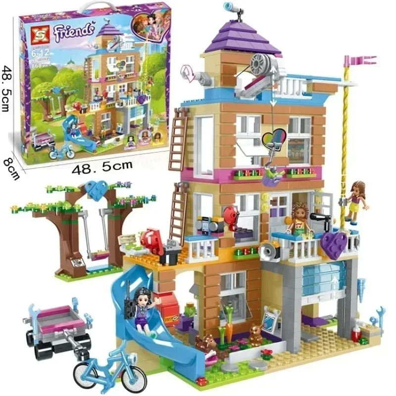 MINISO Disney 865pcs Friendship Club Hobbies Blocks Friends Hotel and House Toys Sets Friends for Girl Christmas Gifts