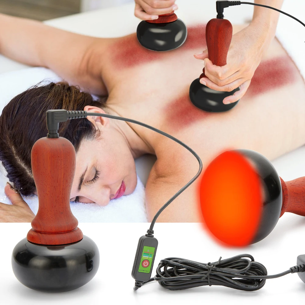 Gua Sha Natural Energy Stone Moxibustion Instrument Hot Stones Gouache Scraper Electric Back Massager Spa Relax Relieve Stress