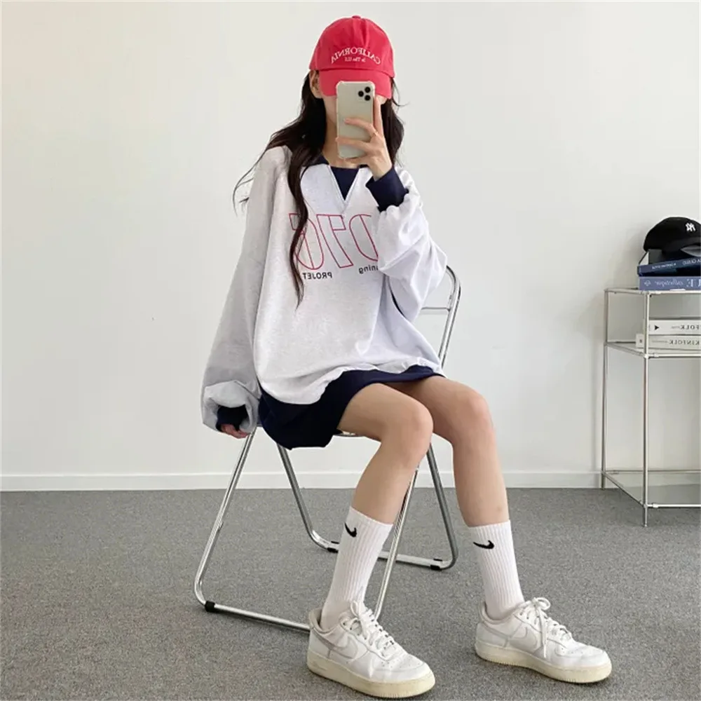 Koreanische Art Loose Fit Studenten jacke Top Herbst neue Frauen Fleece verdickt Sweatshirt übergroße trend ige Freizeit kleidung