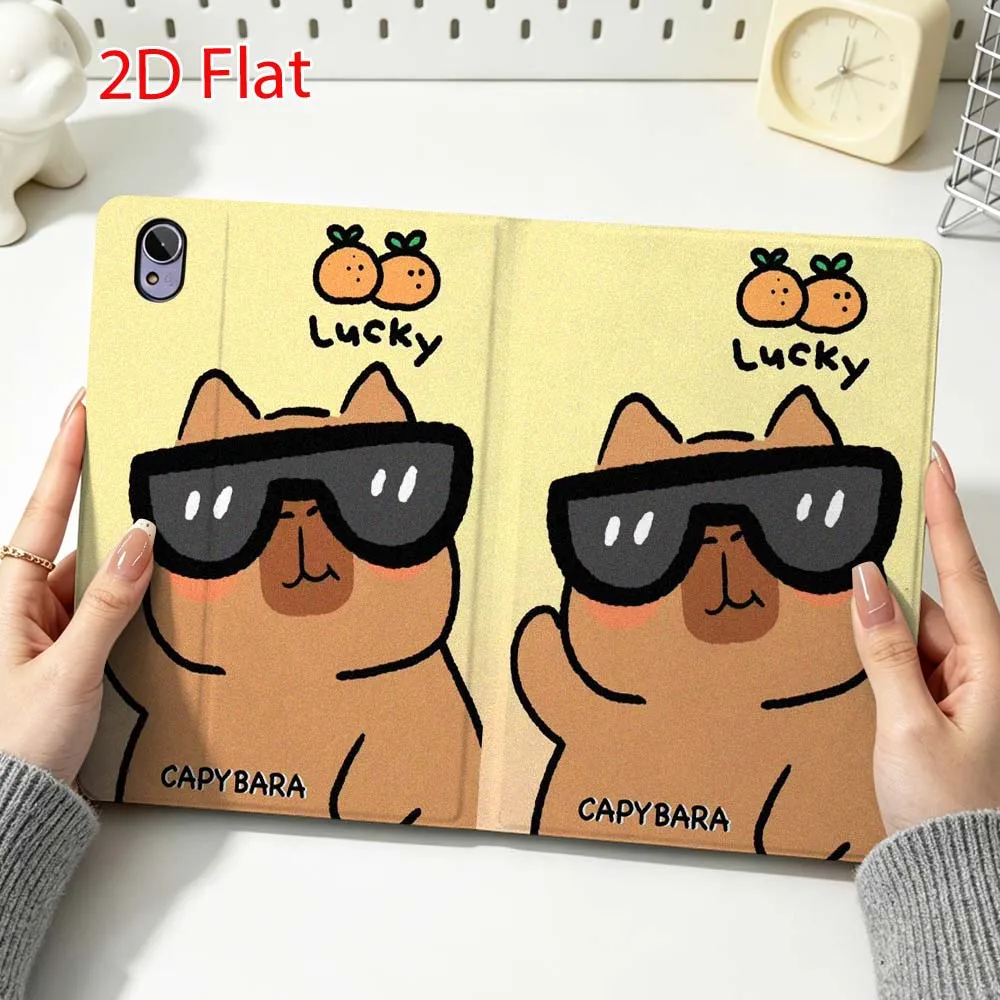 Cartoon Capybara Pink Flower Popular For Huawei MediaPad MatePad Honor Pro V6 9 V8 X9 12 X 13.3 SE 11 11.5 Inch Tablet Case