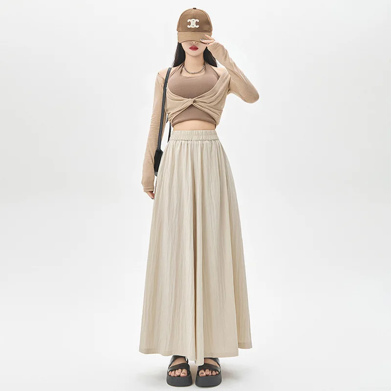 Textured Cotton and Linen Wide-leg Pants for Women  Summer New Style Nine-point Yamamoto Pants High-waisted Slim Casual Pants