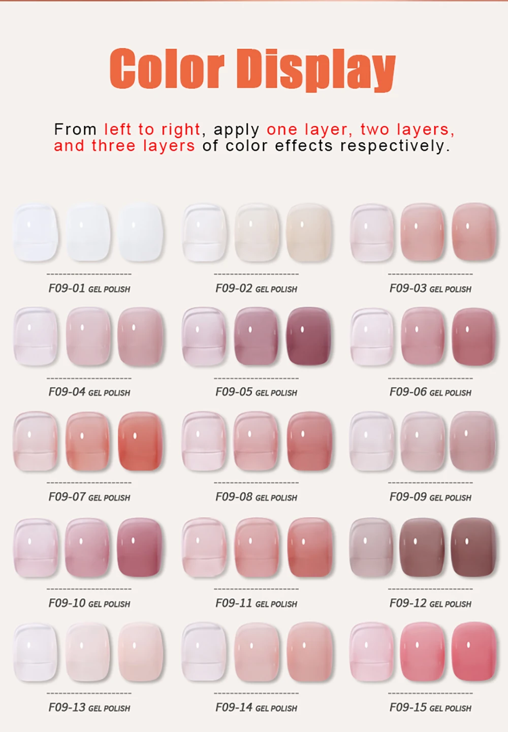 Vendeeni 15 Farben Nude Pink Hautfarben Jelly Gel Nagellack Transparenter UV Soak-Off Gel-Lack Jade Gel-Lack für Nagelkunst – Detail 2