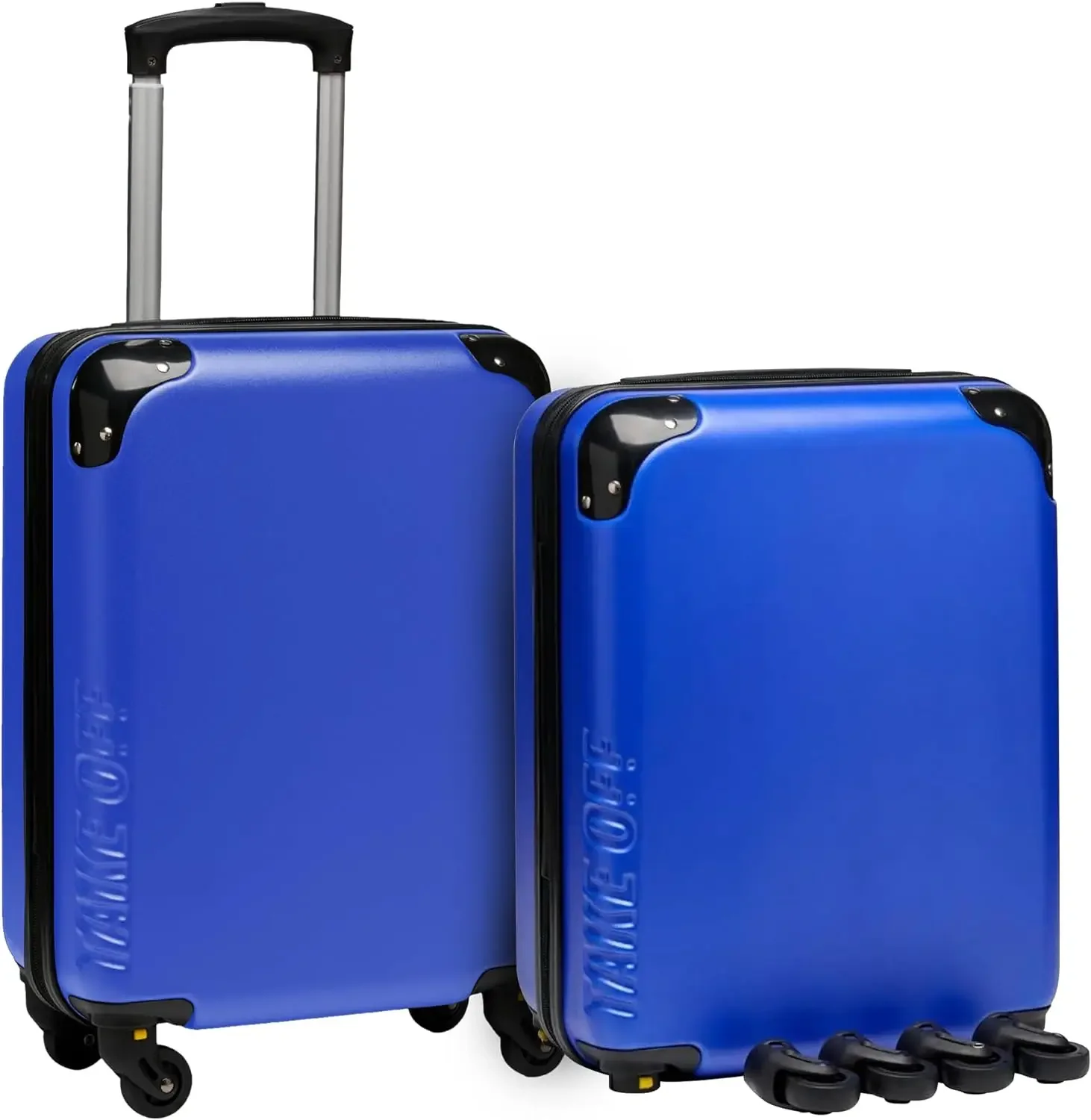 18 Inch Personal Item Removable Wheels Suitcase 2.0 Converts from Carry-On into Under the Seat Luggage and fits Sizers 18x14x8