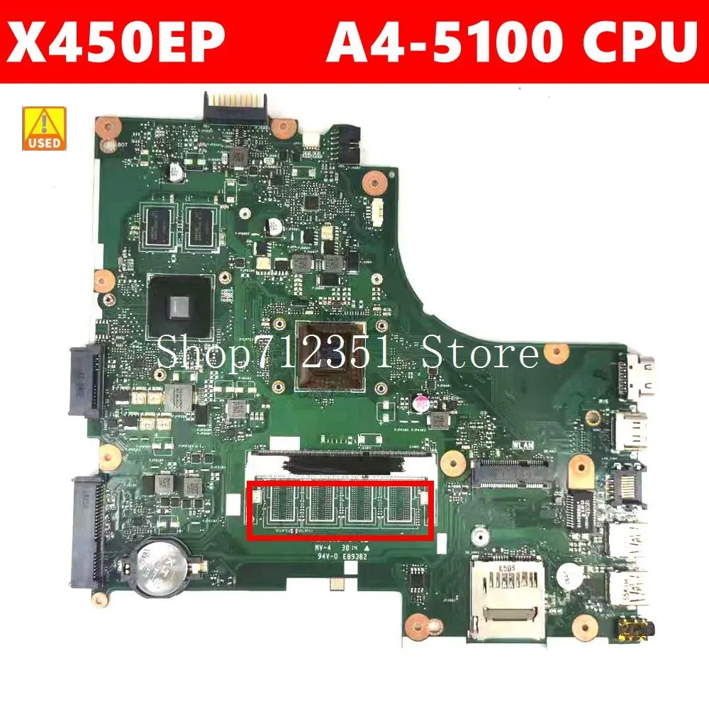 

X450EP A4-5100 CPU HD8600/1G Mainboard For ASUS X450EP X450E A450E Laptop Motherboard Test 100% OK Used