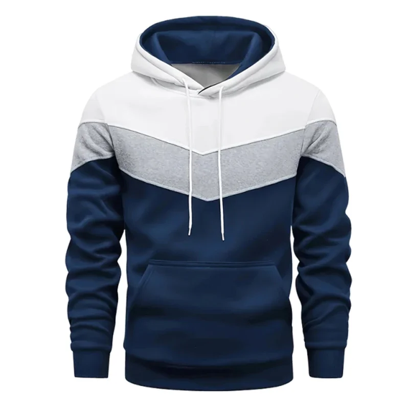 Autumn Winter Men's Hoodies Casual Tricolor Splice Sweatshirts Outdoor Sports Jogging Clothing 2026 Fashion Street Sportswear