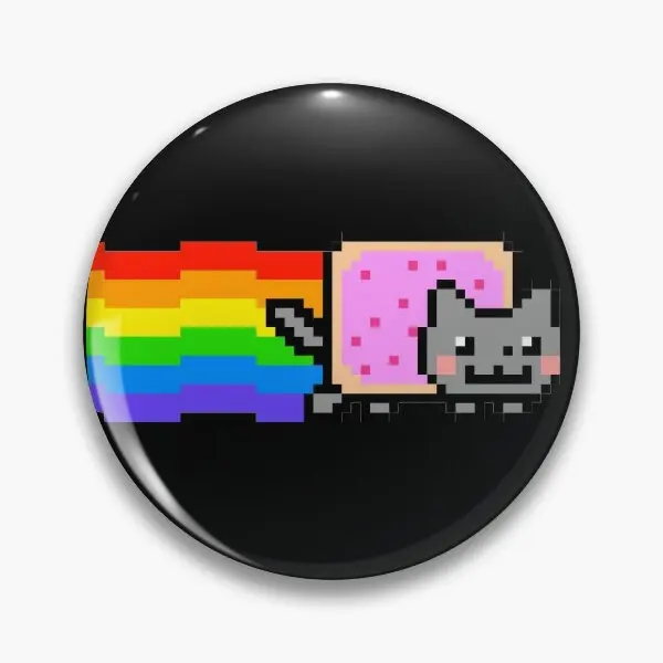 Rainbow Cat Meme  Soft Button Pin Funny Lapel Pin Brooch Metal Collar Jewelry Lover Clothes Fashion Gift Women Hat Creative