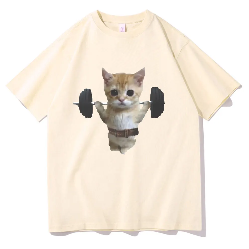 Gym Cat Sam Sulek Funny T Shirts Men Women Cute Kawaii Fitness Pump Cover T-shirt Male Oversized Pure Cotton Tshirt Short Sleeve