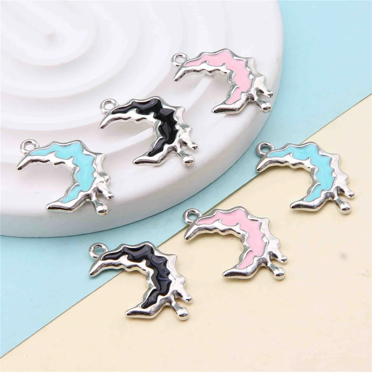 6 قطعة قلادة نجمة القمر غير النظامية سبيكة المينا سحر النتائج DIY بها بنفسك تصنيع المجوهرات على الطراز القوطي #3