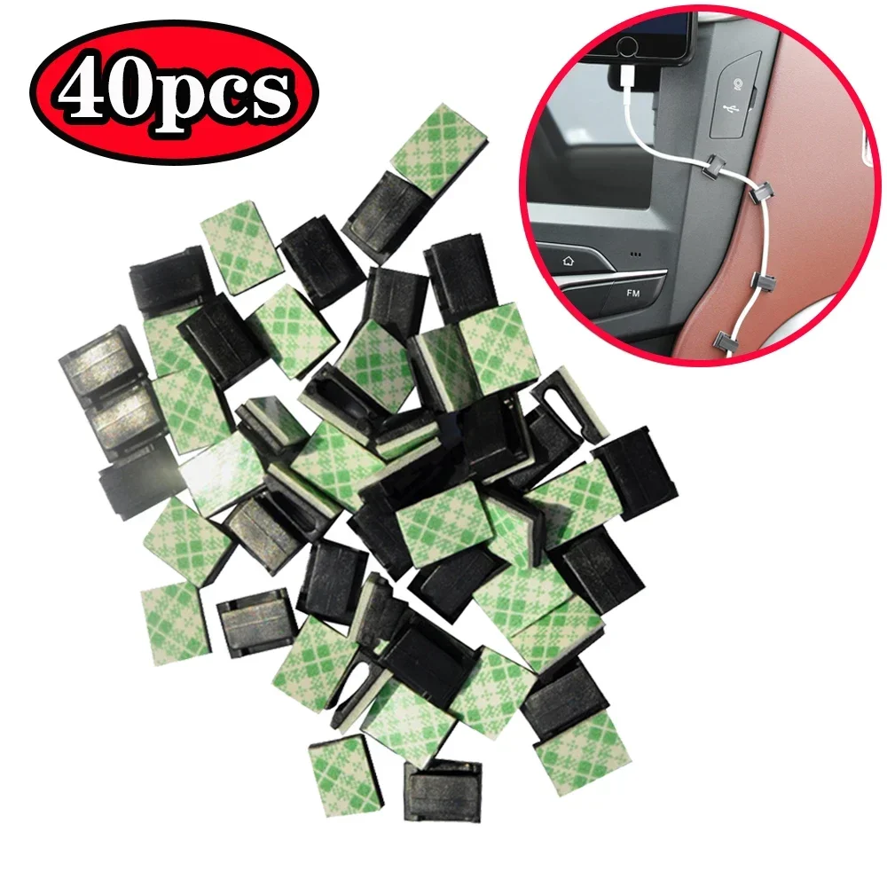 40pcs Adhesive Wire and Cable Holder Car Dashboard Data Cable Clip Clamp Wire Holder Fixing Clamp Wire Organizer