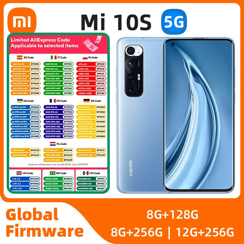 Xiaomi Mi 10s Android 5G Unlocked 6.67 inch 12GB RAM 256GB ROM All Colours in Good Condition Original used phone