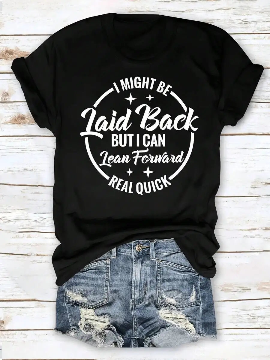 2026 New Arrival Women Funny Quote Graphic T-Shirt 100% Cotton Letter Print Crew Neck Short Sleeve Casual Daily Wear Basic Top T-Shirt