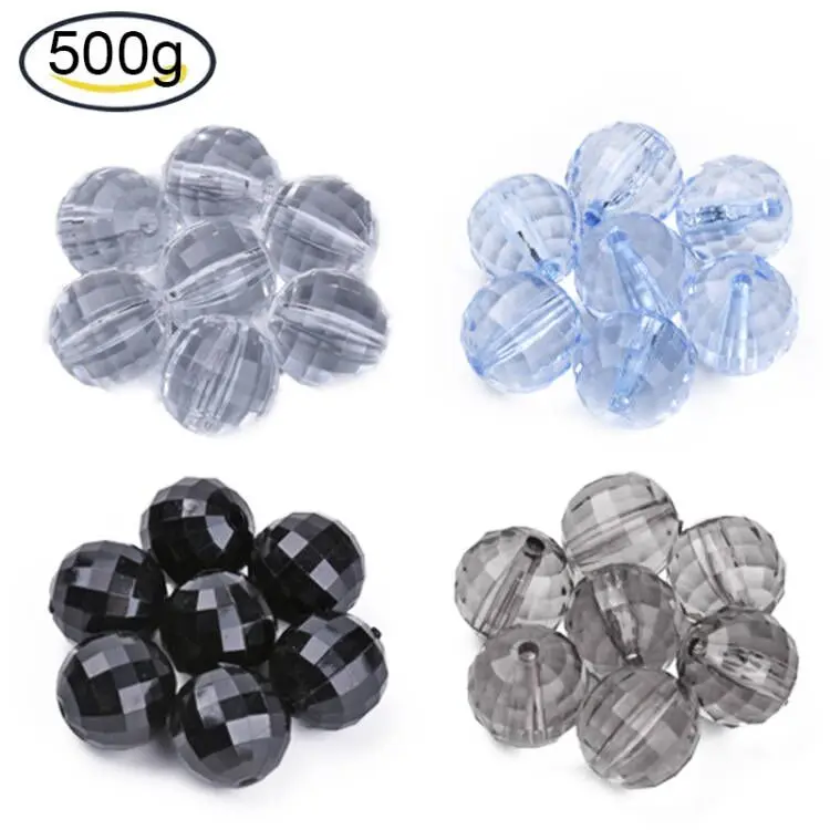 

500g Transparent Acrylic Beads Faceted Round Clear 16x15.5mm Hole: 2.7mm about 206pcs/500g