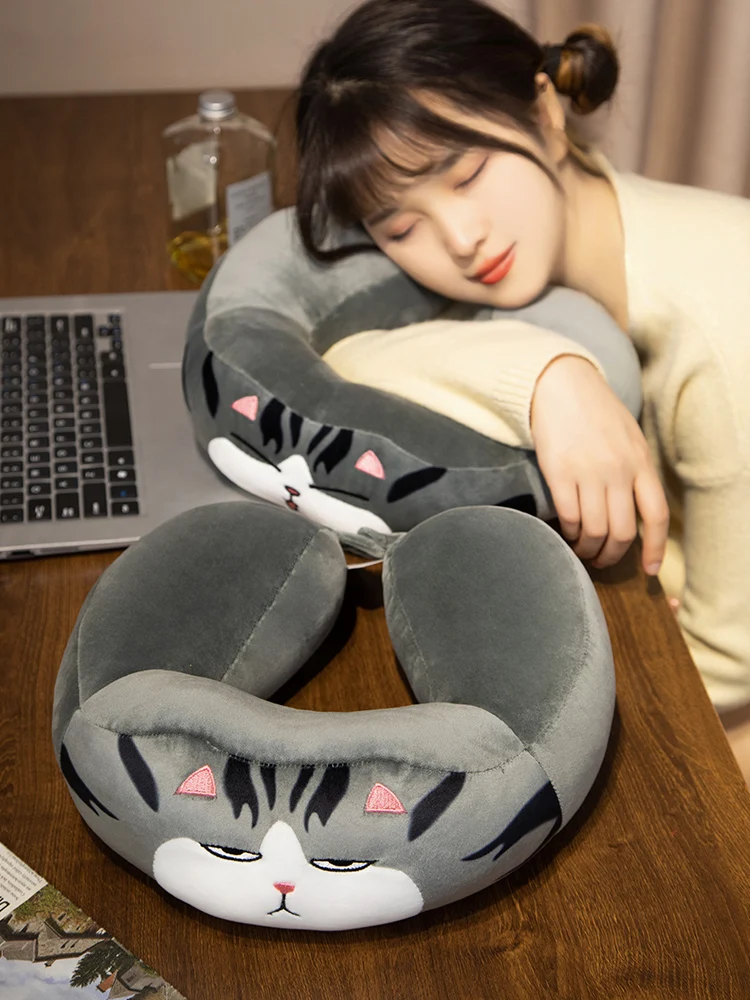 

Original Cute Cartoon Supremo Cat U-shaped Pillow Travel Portable Cervical Pillow Office Lunch Break Sleep Anime Peripheral Gift