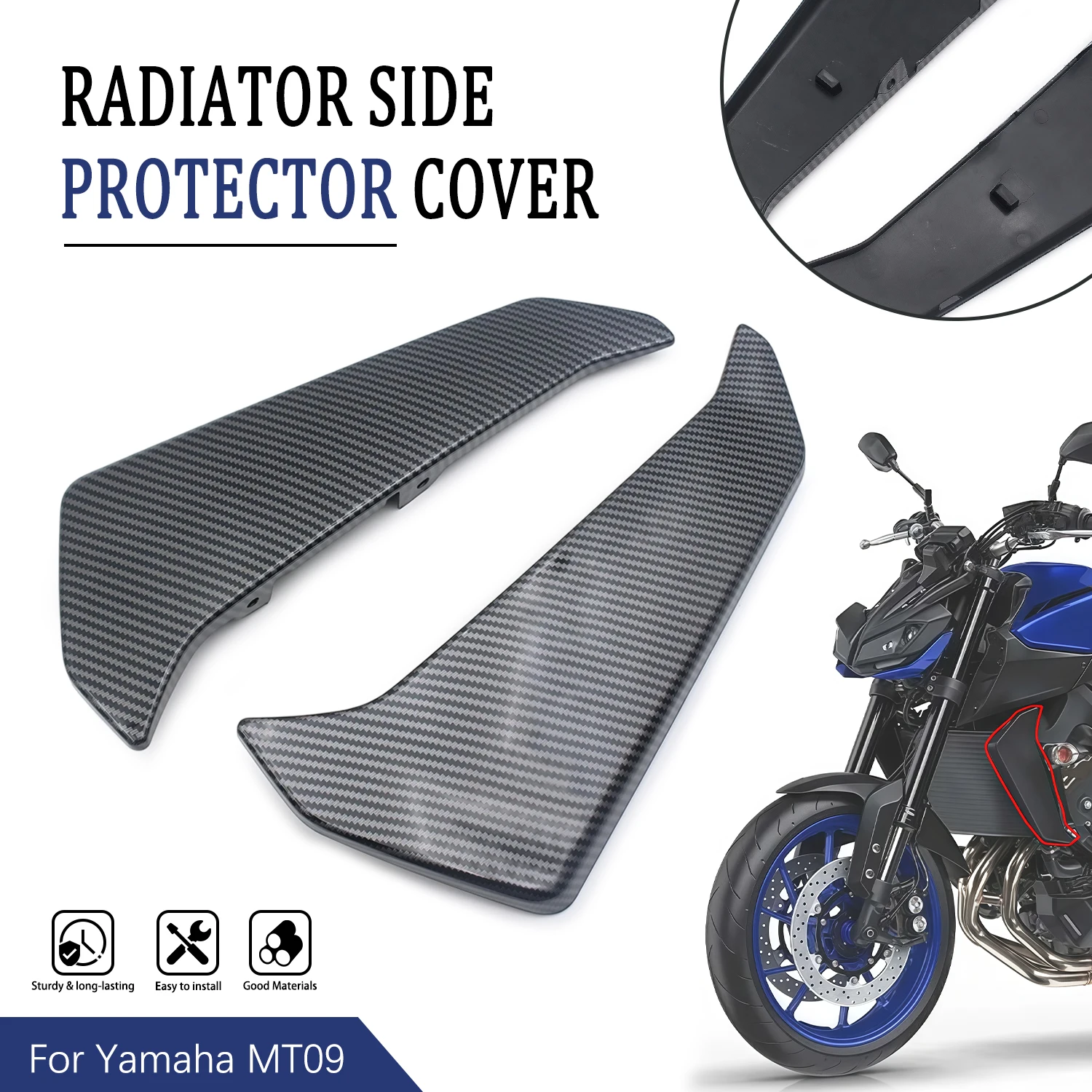 

For Yamaha MT09 MT-09 MT 09 ABS Plastic Radiator Side Panels Protector Cover Fairing Motorcycle Accessories 2017 2018 2019 2020