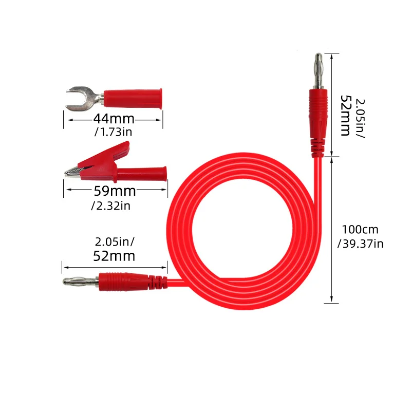 P1041B 6-in-1 1M 4mm Banana to Banana Plug Test Lead kits Alligator Clip Clamps to 6mm U-type Plug Regulated power supply