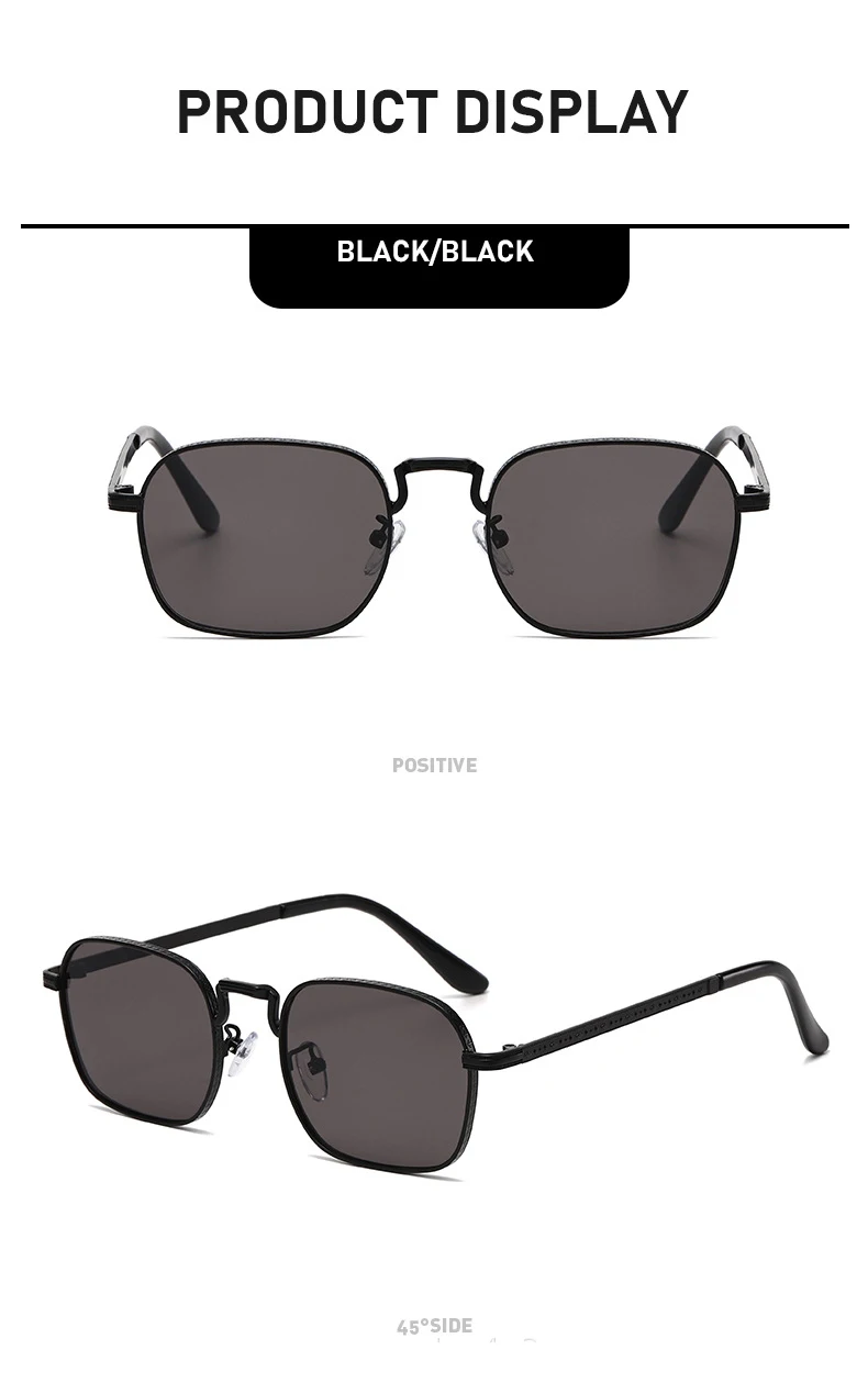 Neue trendige metallische personalisierte vielseitige Herren-Sonnenbrille mit rechteckigen Rahmen im Retro-Stil für Damen 2402 – Detail 12