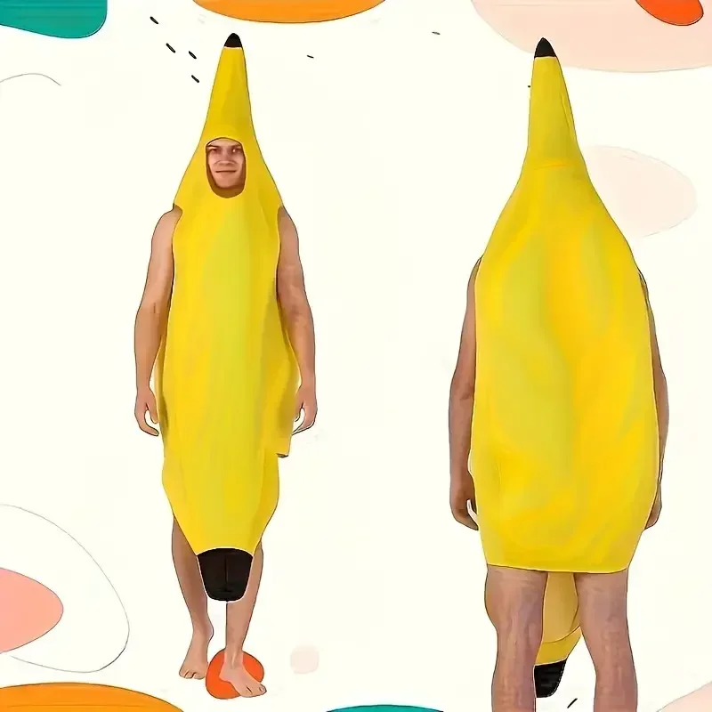 Kids Adult Funny Halloween Banana Costume Fruit Outfit Stage Performance Clothes Parent Child Matching Kindergarten Role Play view 5