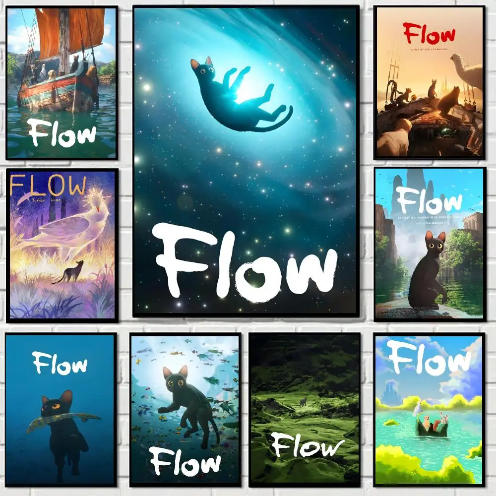 Flow 2024 Movie CanvasWallArt Poster Self-adhesive Advanced Aesthetic Printing Paper Wall Art for Living Room Home Decor