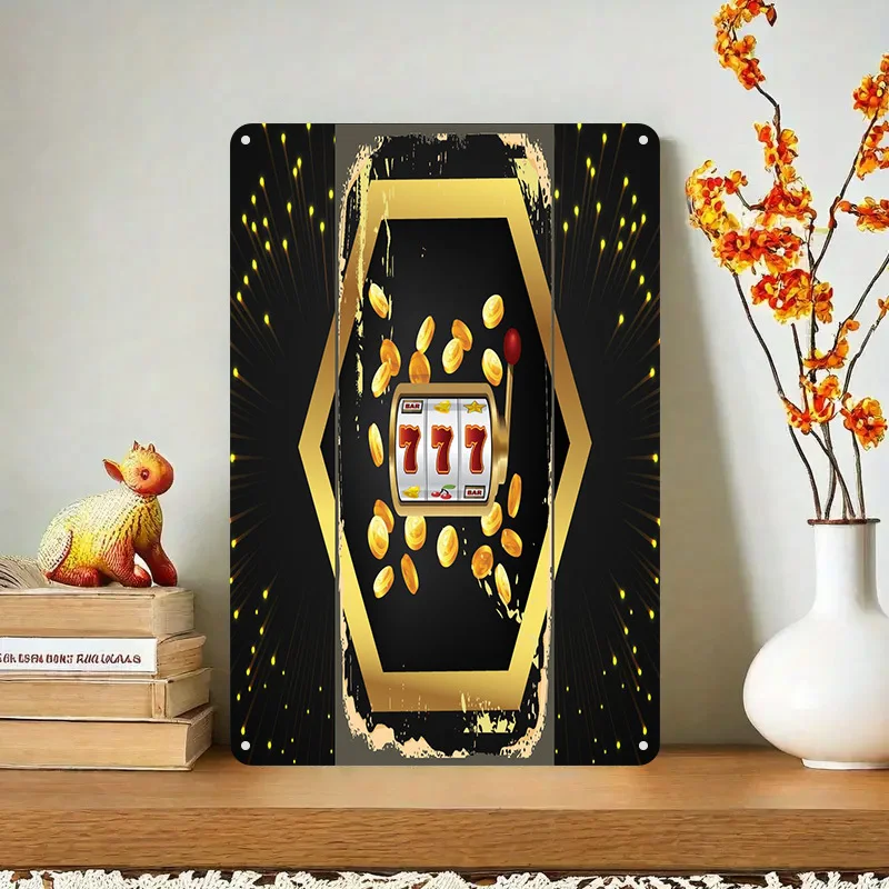 Funny Gaming Decor - Can't Hear You, I'm Gaming Metal Tin Sign Poker Chips & Drinks Design Sturdy Construction es