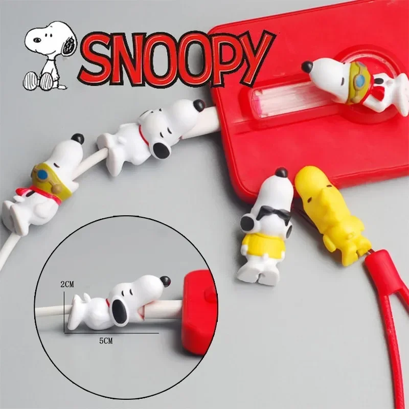 Snoopy Charging Cord Protection Data Line Cord Cable for IPhone Xiaomi Common Cute Anime Figure Cable Winder Cover Toys Gifts