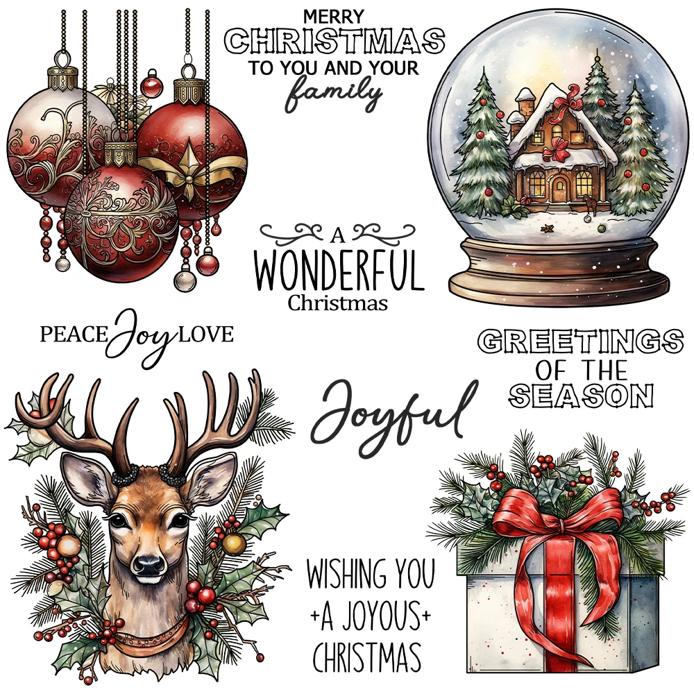 Mangocraft Merry Christmas Reindeer Gifts Clear Stamps DIY Scrapbooking Supplies Silicone Stamps For Card Making Albums Decor