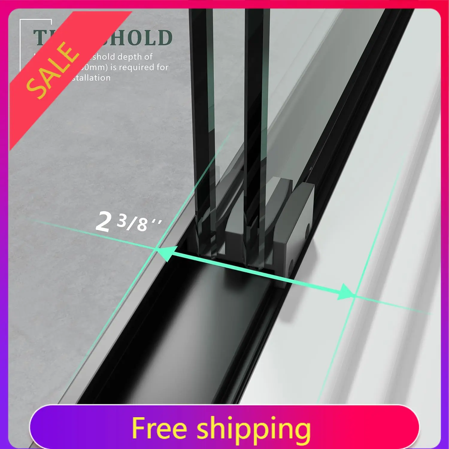 

Glass Shower Door,50-54 x 72 inch Bathroom Sliding Door with 1/4'' Clear Tempered Glass,Double Sliding for Walk-in Semi-Frameles