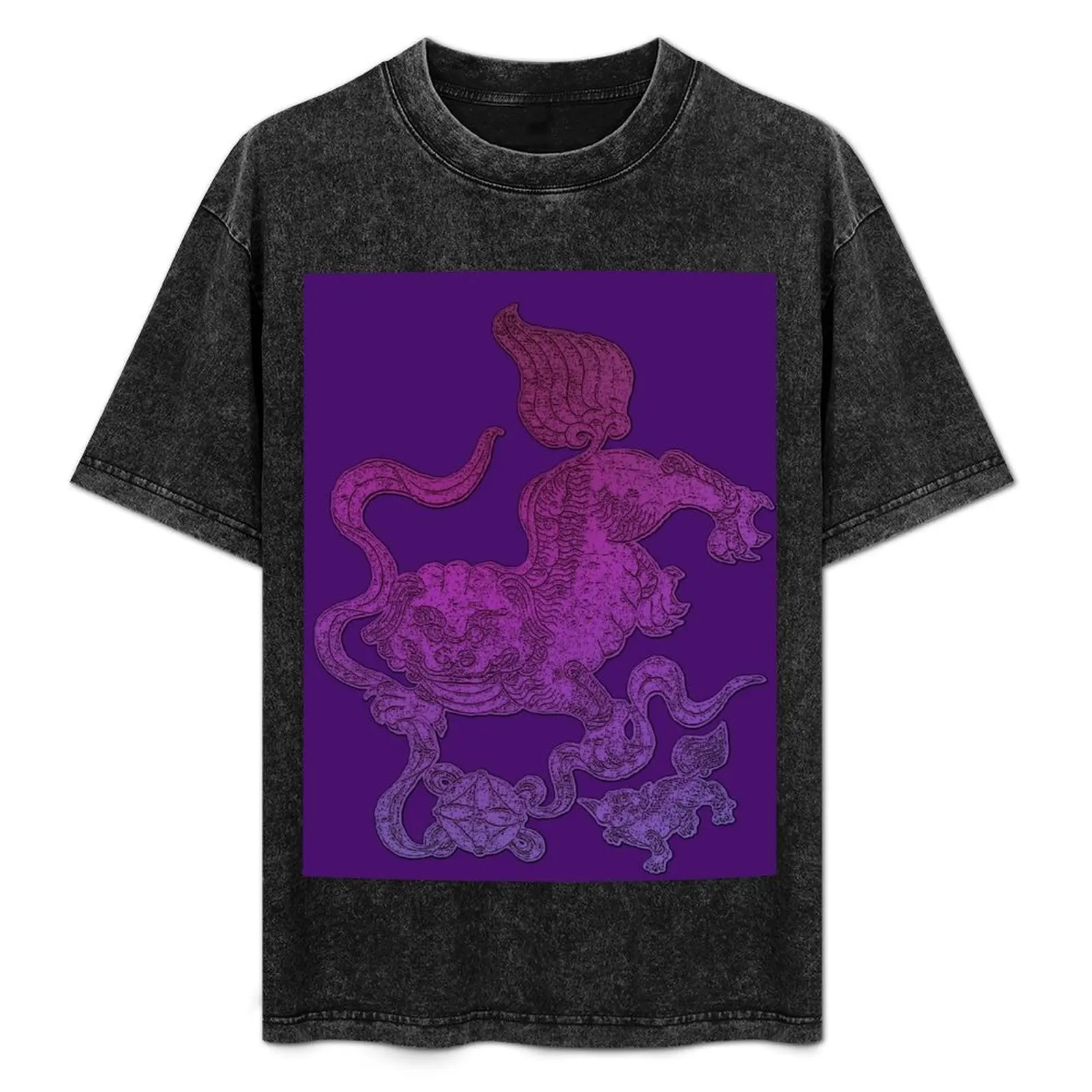 

Purple Foo Dog with Cub T-Shirt shirts graphic tees anime figures anime men t shirts high quality