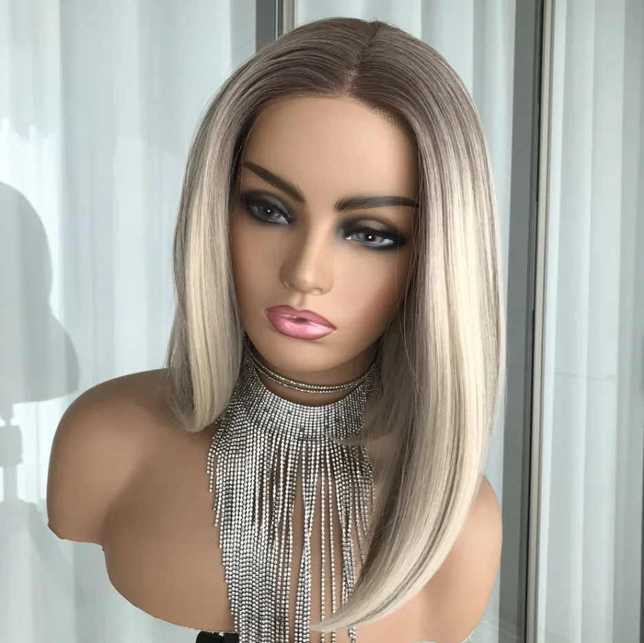 Synthetic Wigs - Zacht Highlight Asblond Platina Blonde Rechte
