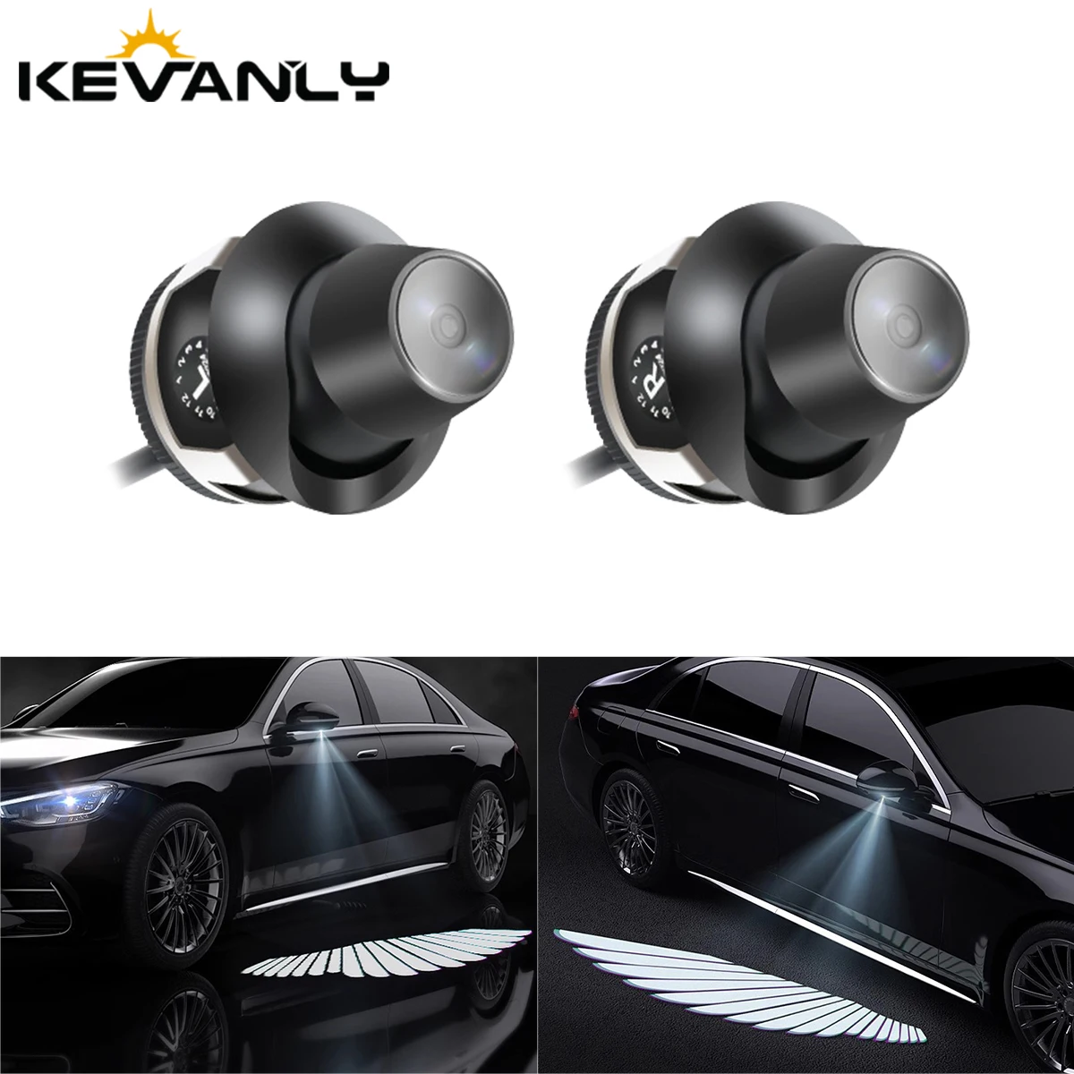 

2Pcs Car Angel Wings Wireless Car Door LED HD Welcome Courtesy Shadow Projector Lamp Logo Light Cars Accessories