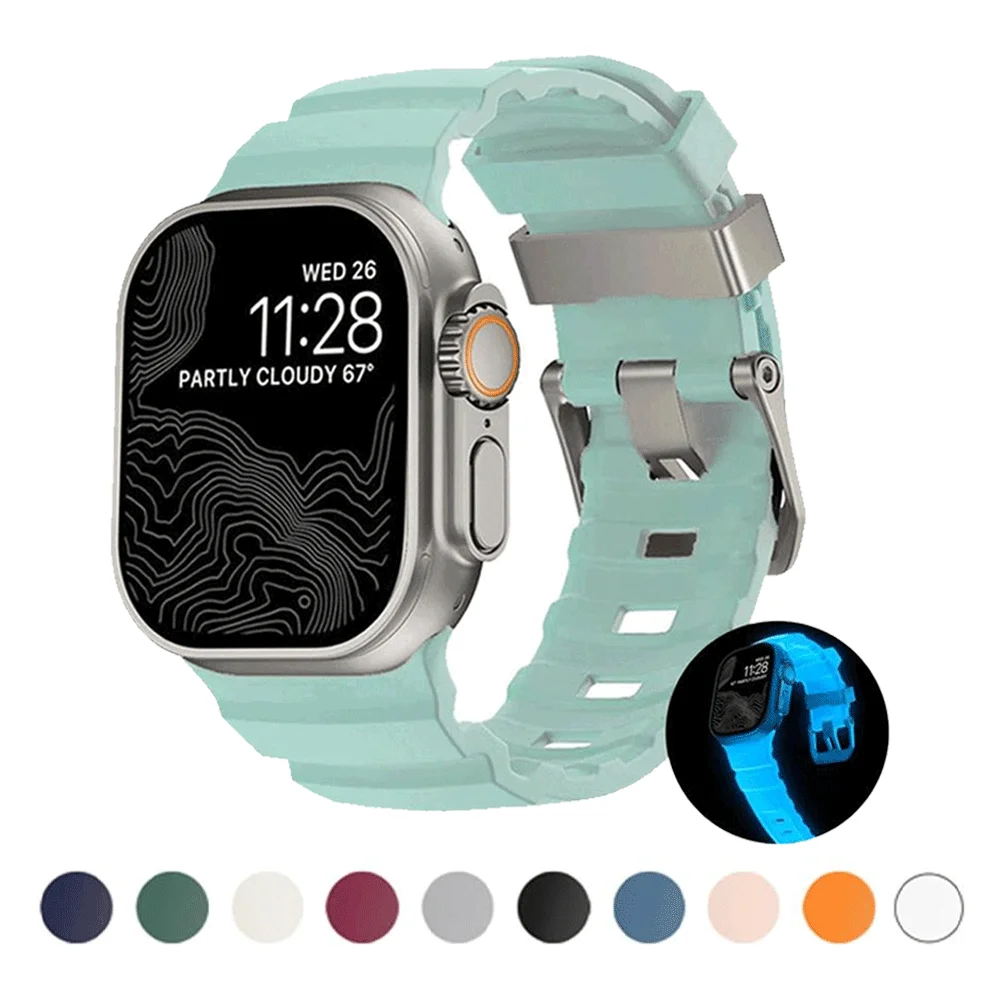 Pulseira esportiva para apple watch ultra 2 10 9 8 7 6 se 5 4 pulseira de silicone macio de titânio para iwatch 42mm 44mm 45mm 46mm 49mm