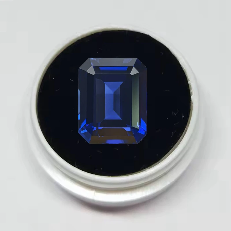 

Premium Box Pack Blue Sapphire Emerald Cut Test Mohs Hardness Gems for Jewelry Making Collection DIY Sapphire