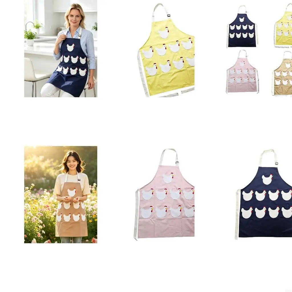 Chicken Care Workwear Eggs Apron in Canvas with Nine Front Compartments for Garden Rounds, Poultry Tasks, and Daily Use B03E
