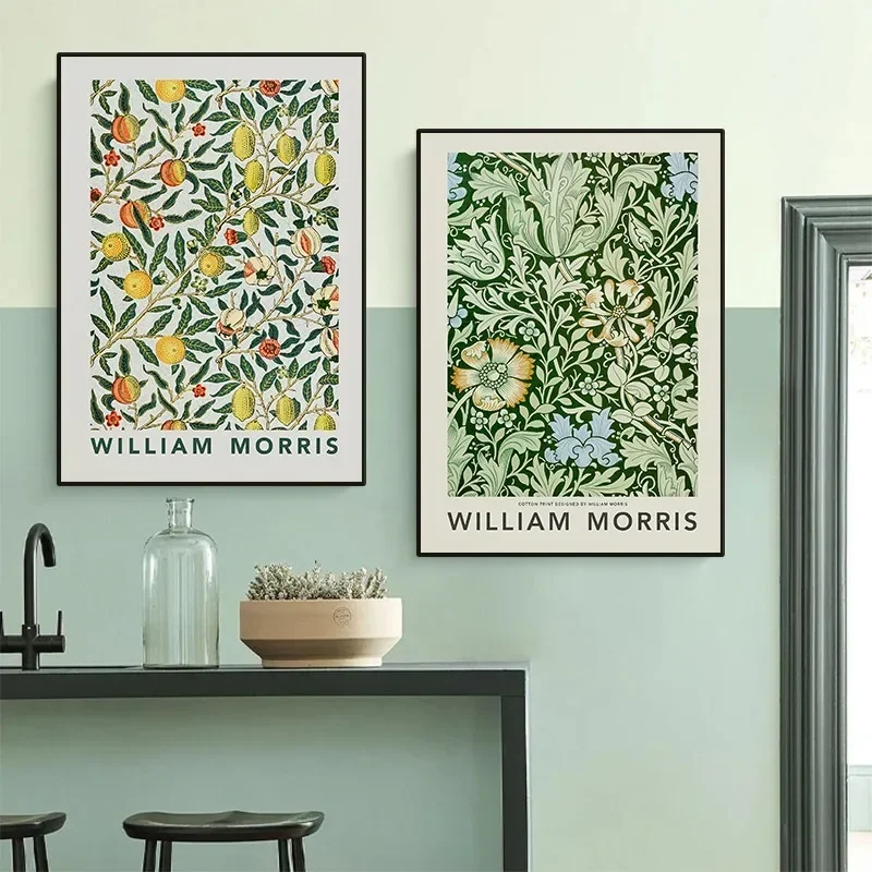 Vintage Botanical Floral Modern William Morris Garden Flower Wall Art Poster Art Nouveau Canvas Painting Living Room Home Decor