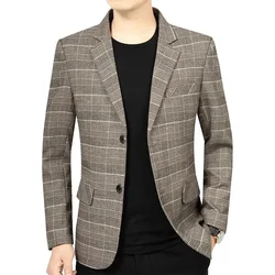 New Spring Autumn Men Plaid Blazers Jackets Man Business Casual Suits Coats High Quality Male Slim Fit Blazers Jackets Coats 4XL