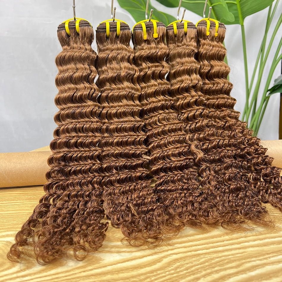 # 4 ألوان موجة عميقة حزم الشعر البشري الشوكولاته البني لحمة مزدوجة 100% الفيتنامية الشعر النسيج ملحقات حزمة صفقة للبيع