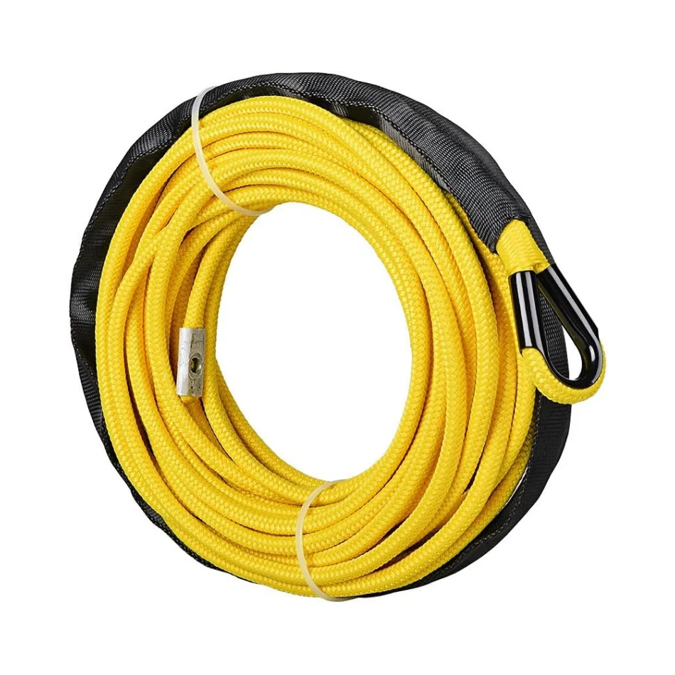 

50' x 1/4 7000lbs Yellow Synthetic Winch Rope Rock Guard Heat Guard Compatible for Accessories ATV UTV 4x4 Car Truck