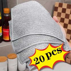 20/1 Piece Thickened Magic Cleaning Cloth Double-sided Metal Wire Rag Kitchen Dishwashing Pot Wire Rag Household Cleaning Tools