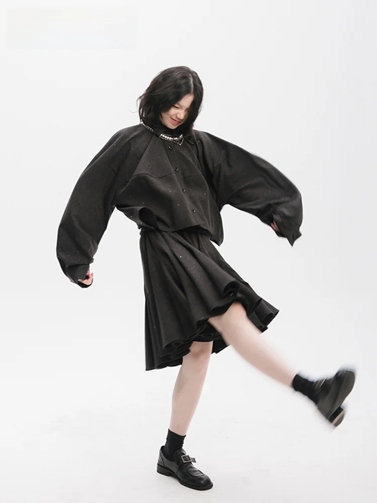 

Highlight 25ss Faionable Simple Silver Sprinkling Proc Balloon irt Original Design Loose Fit Polyester Lyocell Spandex