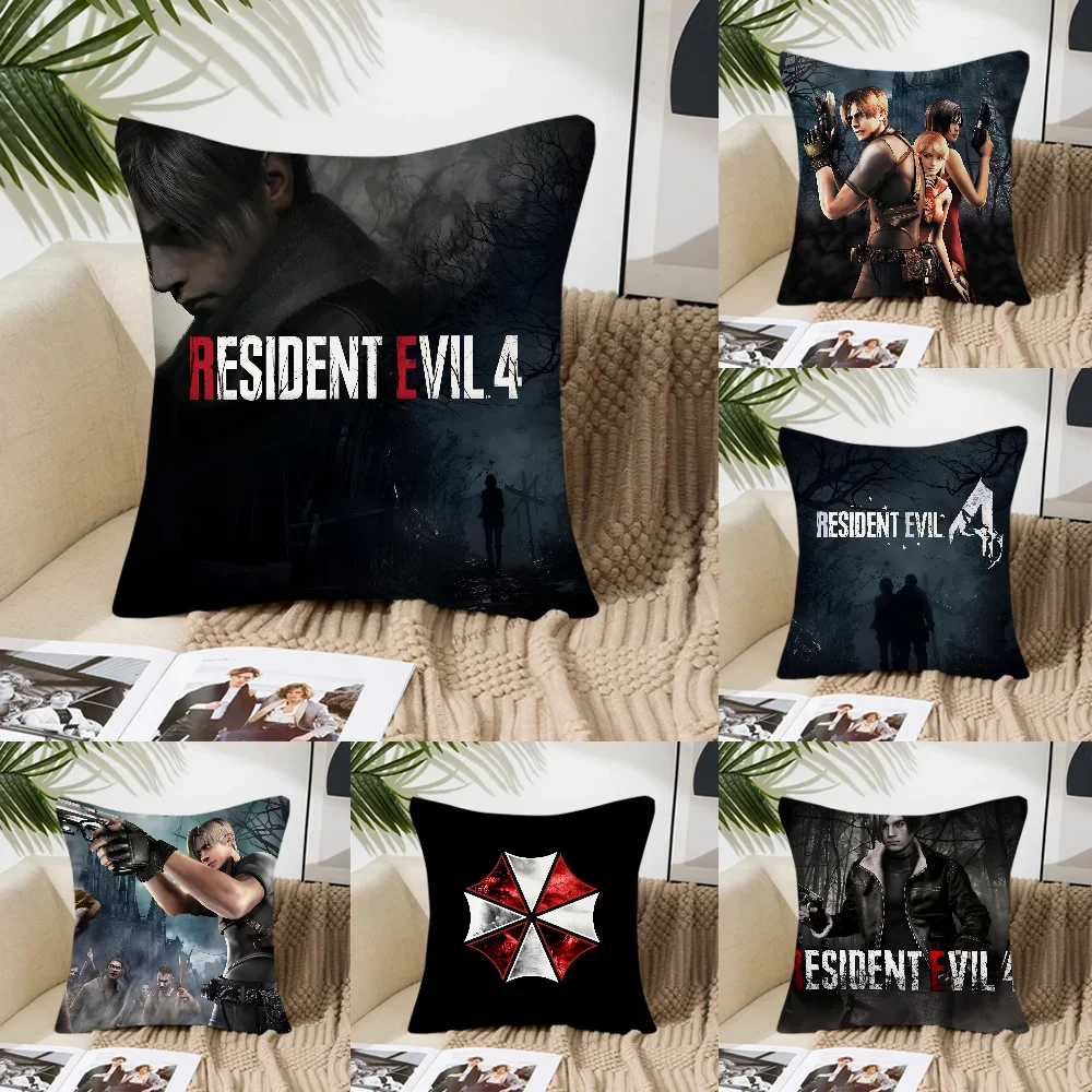 Resident Evil 4 Game Pillow Case Fashion Square Pillowcase Bedroom Sofa Room Ins Decoration Leisure Cushion Cover 40x40