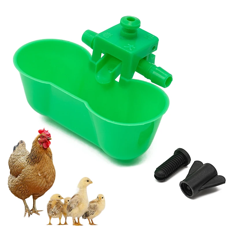 1 Pc Automatic Bird Drinking Bowls, Chicken Poultry Watering Equipment Waterers, Double Cups Drinker with Screws, Quail bowls