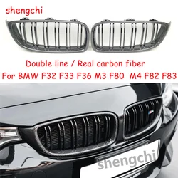 M3 F80 M4 F82 F83 F32 F33 F36 Double line Real Carbon Fiber Front Bumper Grill for BMW 4 Series 418i 420i 428i 430i 435i 440i