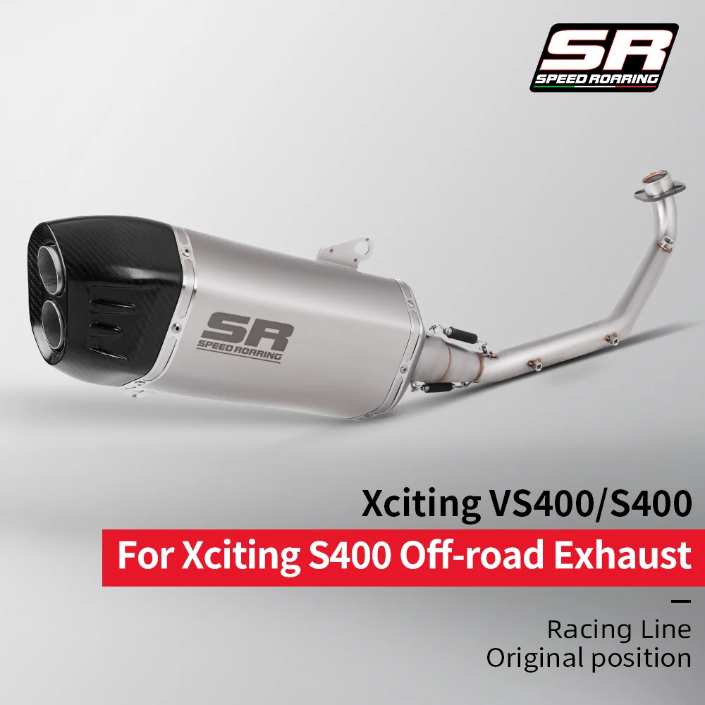 Motorcycle Exhaust Front Header Pipe And Tail Muffler Kit For KYMCO Xciting VS400 S400 Moto Performance Parts